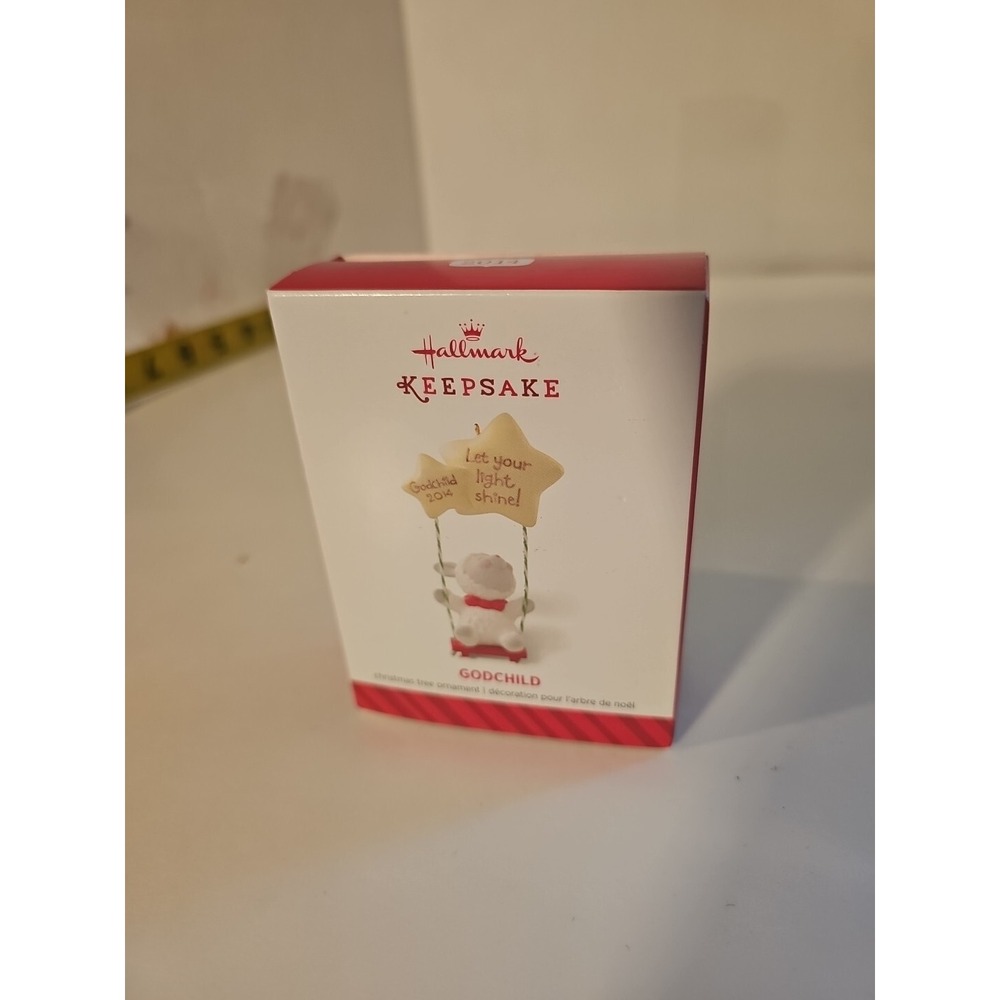 Hallmark Ornament GODCHILD 2014 Lamb on Swing Let Your Light Shine Christmas